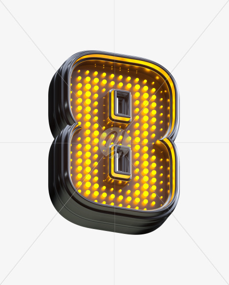 8 from Yellow LEDs Font on Yellow Images Creative Fonts - S33393