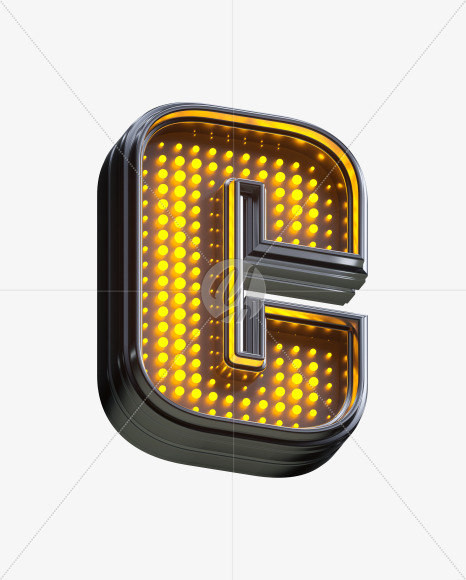 Letter C from Yellow LEDs Font on Yellow Images Creative Fonts - S33362