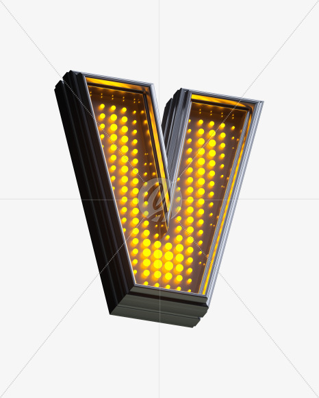 Letter V from Yellow LEDs Font on Yellow Images Creative Fonts - S33381