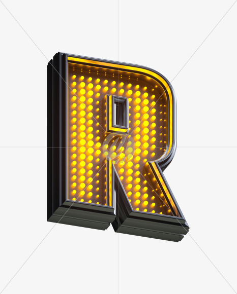 Letter R from Yellow LEDs Font on Yellow Images Creative Fonts - S33377