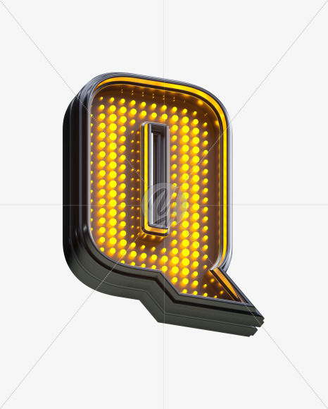 Letter Q from Yellow LEDs Font on Yellow Images Creative Fonts - S33376