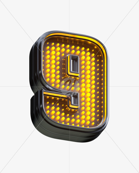 9 from Yellow LEDs Font on Yellow Images Creative Fonts - S33394