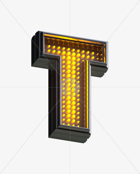 Letter T from Yellow LEDs Font on Yellow Images Creative Fonts - S33379