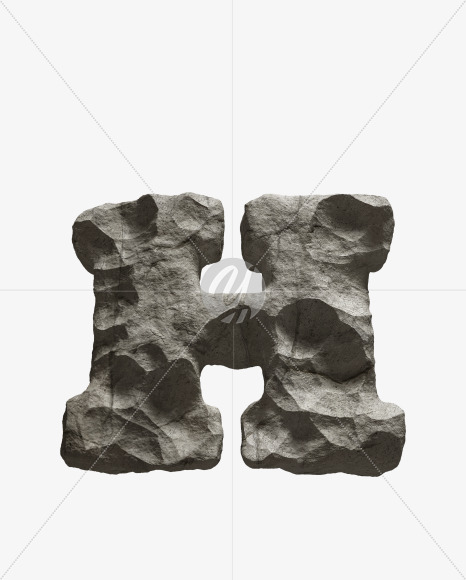 Letter H from Rock Font on Yellow Images Creative Fonts - S33677