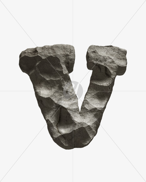 Letter V from Rock Font on Yellow Images Creative Fonts - S33691