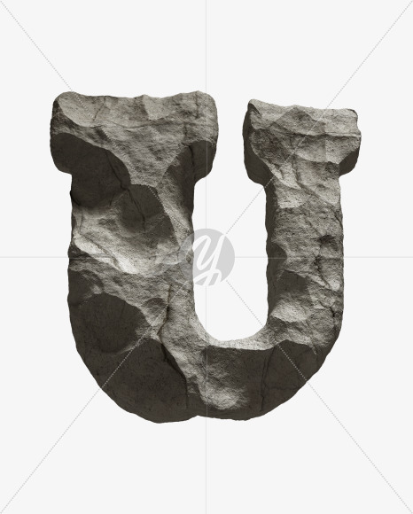 Letter U from Rock Font on Yellow Images Creative Fonts - S33690