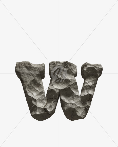 Letter W from Rock Font on Yellow Images Creative Fonts - S33692