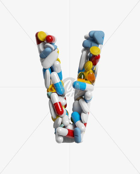 Letter V from Pills on Yellow Images Creative Fonts - S33824