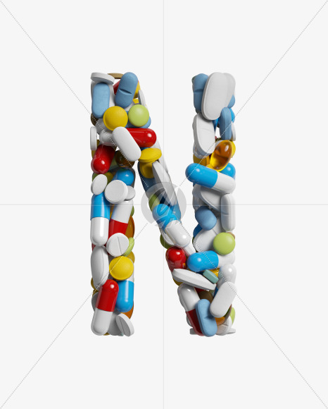 Letter N from Pills on Yellow Images Creative Fonts - S33816