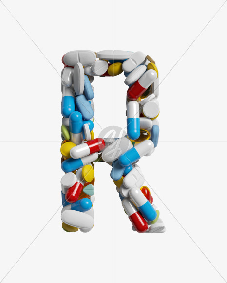 Letter R from Pills on Yellow Images Creative Fonts - S33820