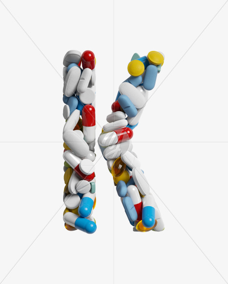 Letter K from Pills on Yellow Images Creative Fonts - S33813