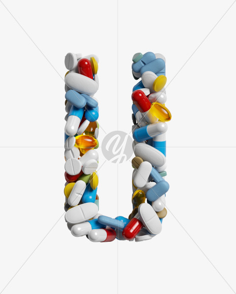 Letter U from Pills on Yellow Images Creative Fonts - S33823