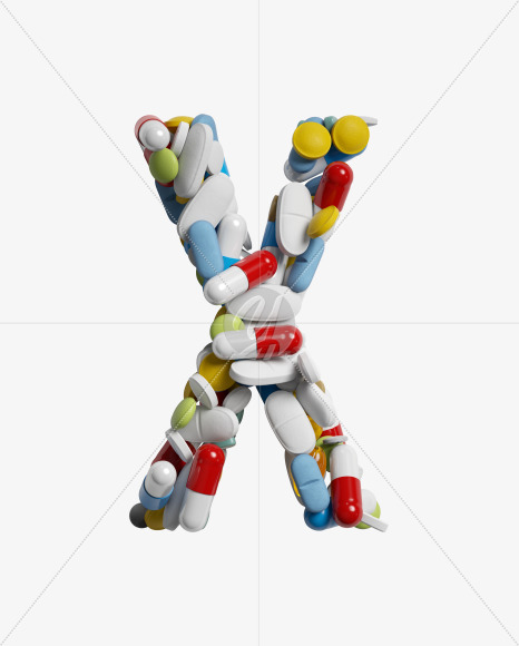 Letter X from Pills on Yellow Images Creative Fonts - S33826