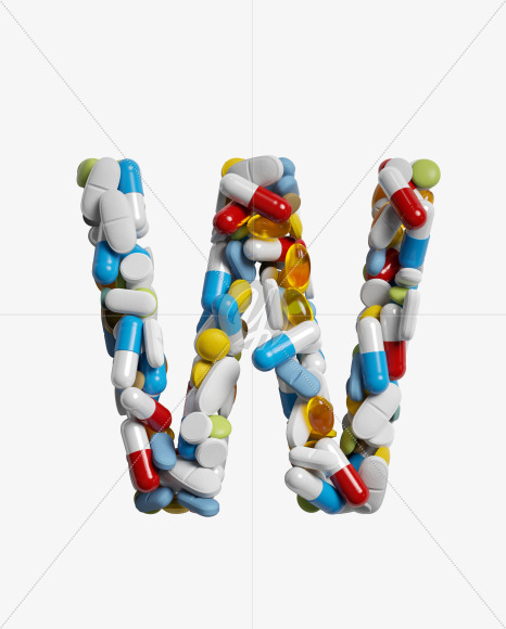 Letter W from Pills on Yellow Images Creative Fonts - S33825