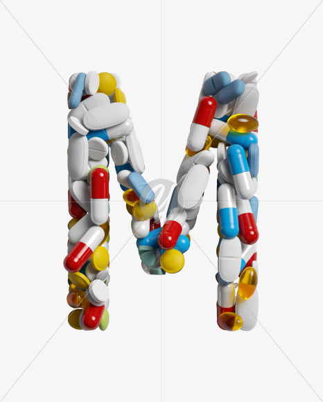 Letter M from Pills on Yellow Images Creative Fonts - S33815