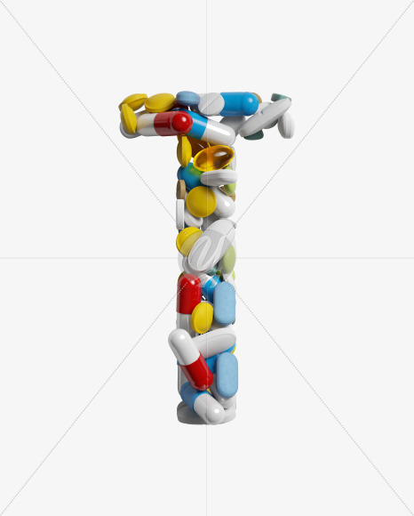 Letter T from Pills on Yellow Images Creative Fonts - S33822