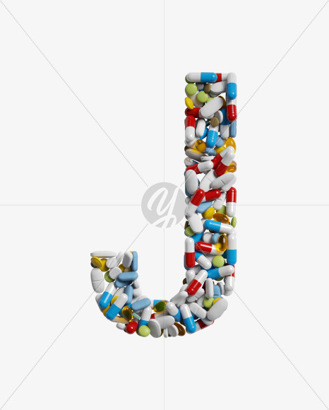 Letter J from Medicine pills on Yellow Images Creative Fonts - S33859