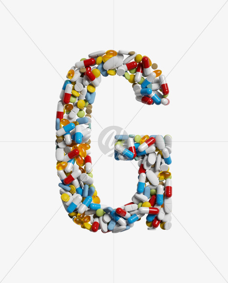 Letter G from Medicine pills on Yellow Images Creative Fonts - S33856