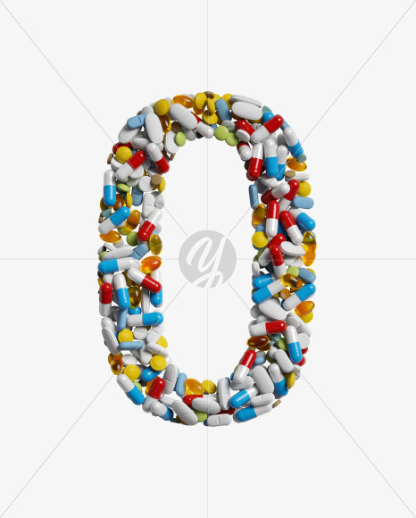 Letter O from Medicine pills on Yellow Images Creative Fonts - S33864