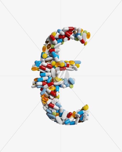 euro from Medicine pills on Yellow Images Creative Fonts - S33893