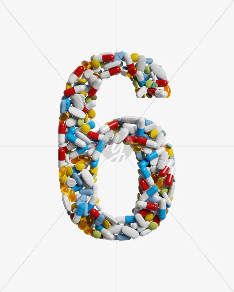 6 from Medicine pills on Yellow Images Creative Fonts - S33881