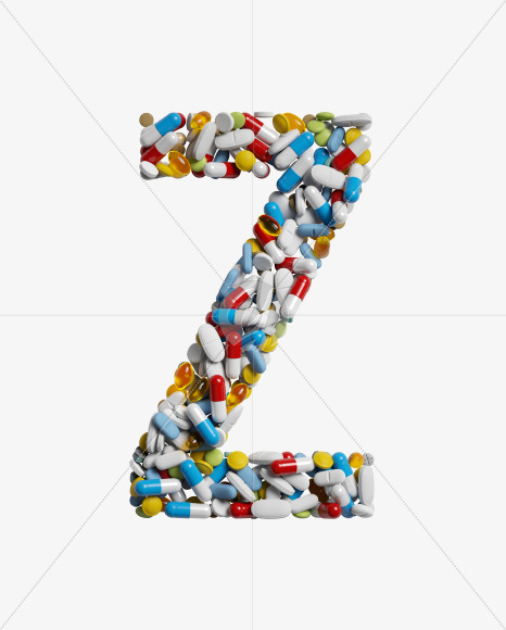 Letter Z from Medicine pills on Yellow Images Creative Fonts - S33875