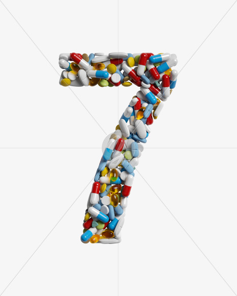 7 from Medicine pills on Yellow Images Creative Fonts - S33882