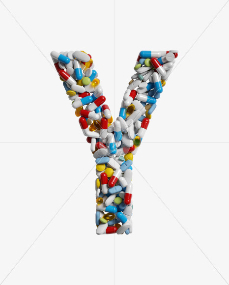 Letter Y from Medicine pills on Yellow Images Creative Fonts - S33874