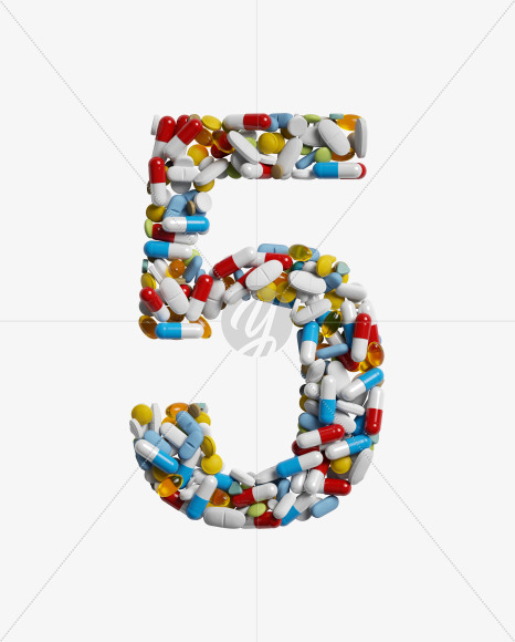 5 from Medicine pills on Yellow Images Creative Fonts - S33880