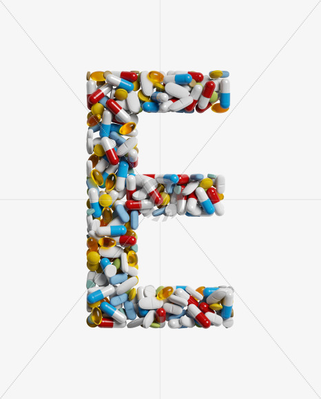 Letter E from Medicine pills on Yellow Images Creative Fonts - S33854