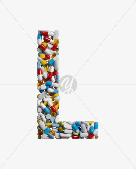 Letter L from Medicine pills on Yellow Images Creative Fonts - S33861