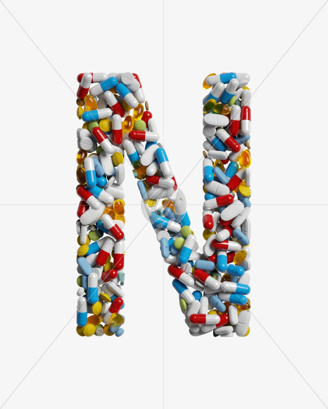 Letter N from Medicine pills on Yellow Images Creative Fonts - S33863