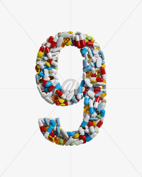 9 from Medicine pills on Yellow Images Creative Fonts - S33884