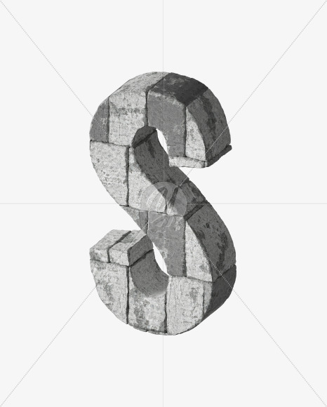 Letter S from Concrete blocks on Yellow Images Creative Fonts - S34055