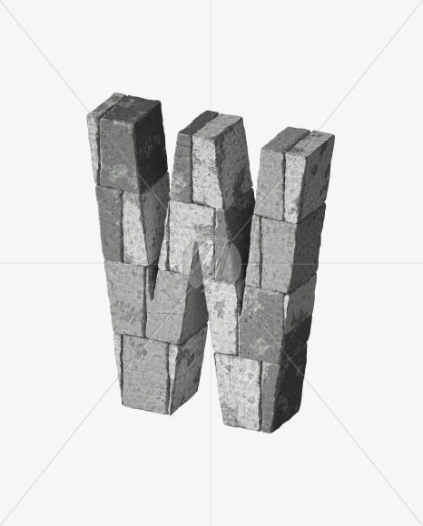 Letter W from Concrete blocks on Yellow Images Creative Fonts - S34059