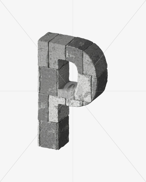 Letter P from Concrete blocks on Yellow Images Creative Fonts - S34052