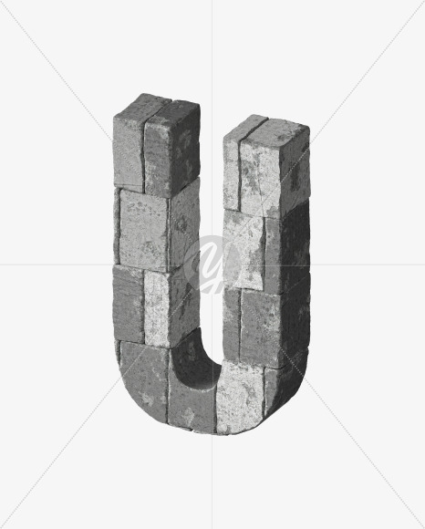 Letter U from Concrete blocks on Yellow Images Creative Fonts - S34057