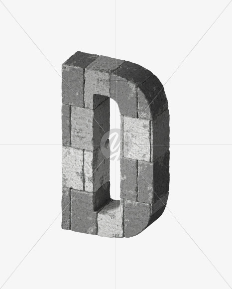 Letter D from Concrete blocks on Yellow Images Creative Fonts - S34040