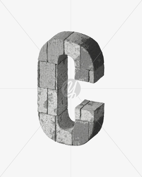 Letter C from Concrete blocks on Yellow Images Creative Fonts - S34039