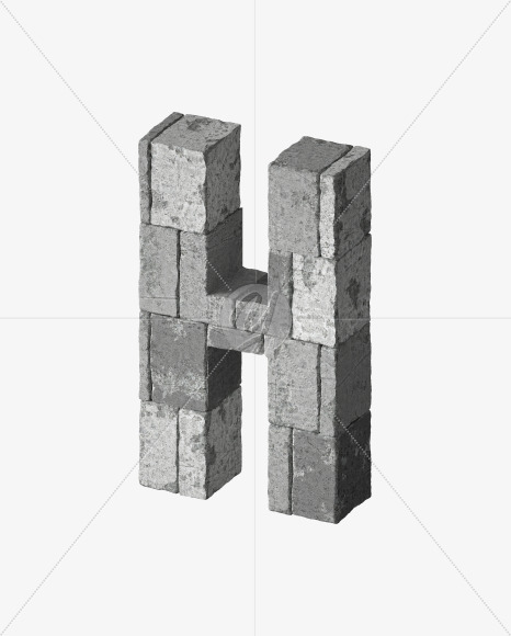 Letter H from Concrete blocks on Yellow Images Creative Fonts - S34044