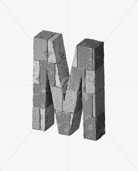 Letter M from Concrete blocks on Yellow Images Creative Fonts - S34049