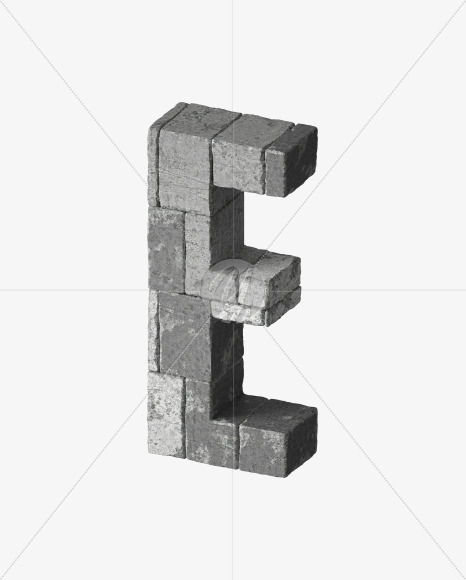 Letter E from Concrete blocks on Yellow Images Creative Fonts - S34041