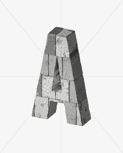 Letter A from Concrete blocks on Yellow Images Creative Fonts - S34037