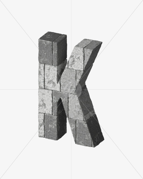 Letter K from Concrete blocks on Yellow Images Creative Fonts - S34047