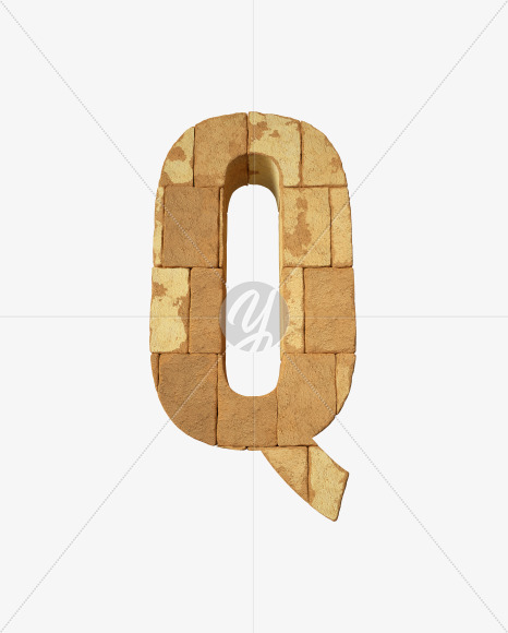 Letter Q from Egyptian pyramids on Yellow Images Creative Fonts - S34098