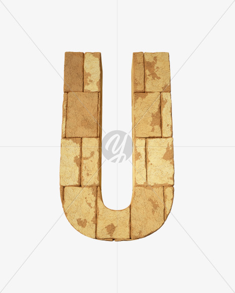 Letter U from Egyptian pyramids on Yellow Images Creative Fonts - S34102