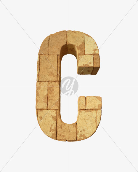 Letter C from Egyptian pyramids on Yellow Images Creative Fonts - S34084