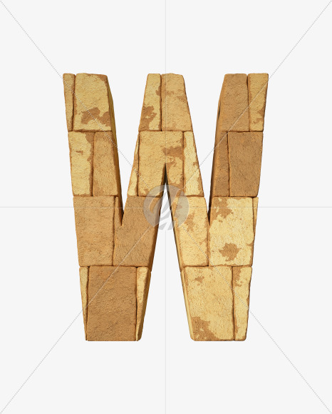 Letter W from Egyptian pyramids on Yellow Images Creative Fonts - S34104