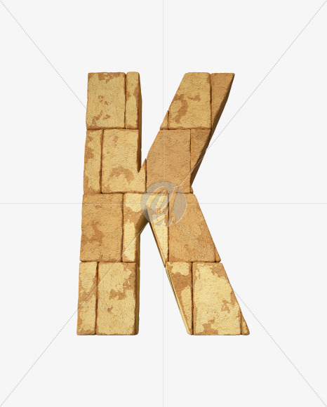 Letter K from Egyptian pyramids on Yellow Images Creative Fonts - S34092