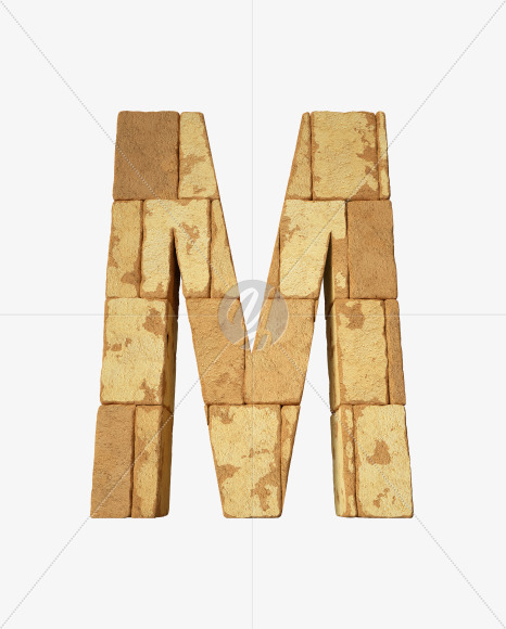 Letter M from Egyptian pyramids on Yellow Images Creative Fonts - S34094